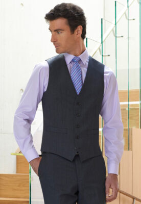 CAPITAL WAISTCOAT - 5 Button Front, 2 Welt Pockets, Cloth Backed 65% Polyester, 35% Wool with Shape Memory Stretch Technology